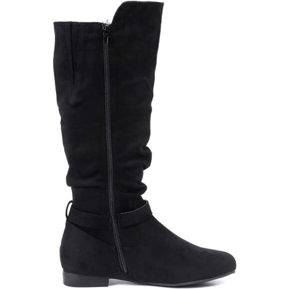 Women's Knee High Boots Flat Warm Winter Boots with Side Zipper - Picture 3 of 6